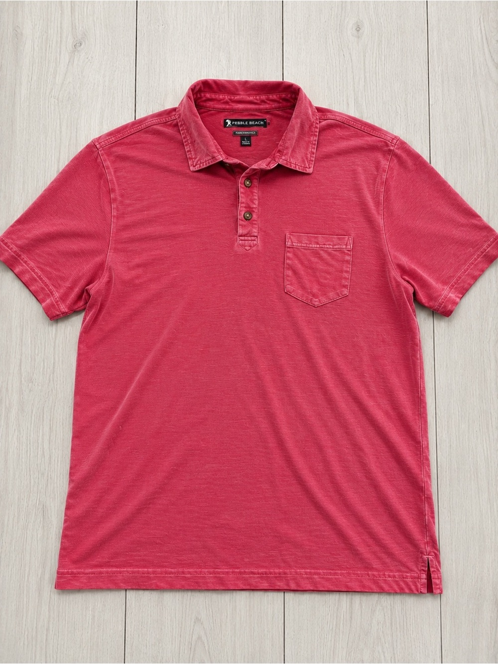 Pebble Beach Men mini stripe red Polo Shirt Size Large Cotton Blend Golf Casual